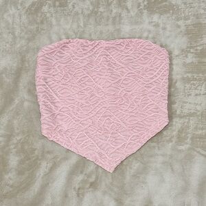 Pink Textured Strapless Top